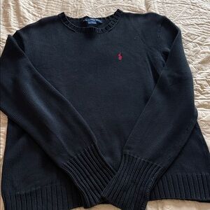 Ralph Lauren Black Crewneck Sweater with Red Logo